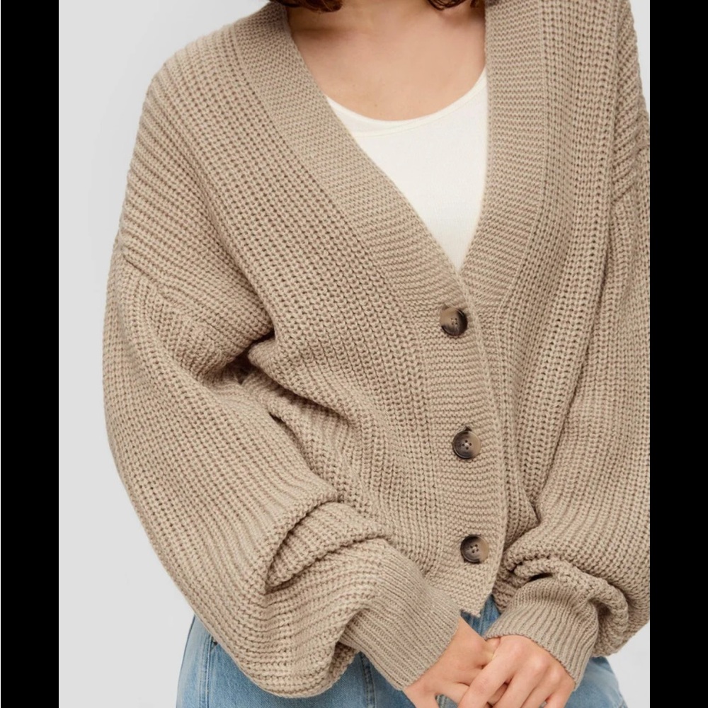 H&M Taupe ribbed oversized Cardigan